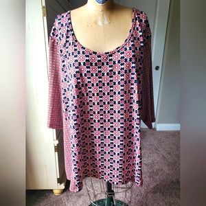 Red, white and blue short sleeve top 4x